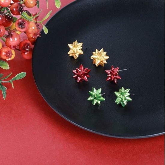 3 Pairs Christmas Earrings For Women Xmas Jewelry Bow Stud Earrings Green Red Gold Holiday Christmas Bow Earrings Set Christmas Gifts 3 Pairs Christmas Earrings For Women Xmas Jewelry Bow Stud Earrings Green Red Gold Holiday Christmas Bow Earrings Set Christmas Gifts